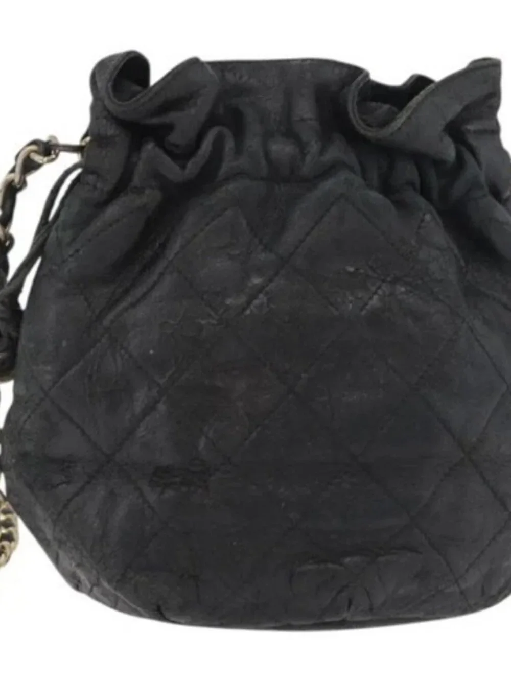 CHANEL Matelasse Chain Shoulder Bag Lamb Skin Black Gold CC Auth BD2003